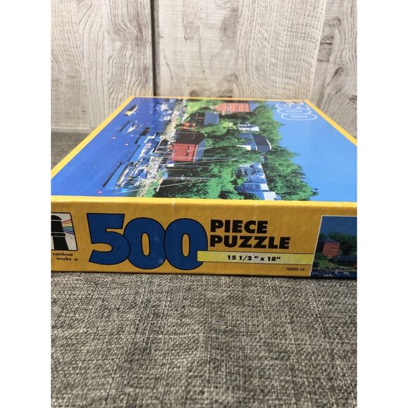 Rainbow World Landscape Boats Jigsaw Puzzle Rockport Maine 500 pc Sealed Box - Picture 3 of 5